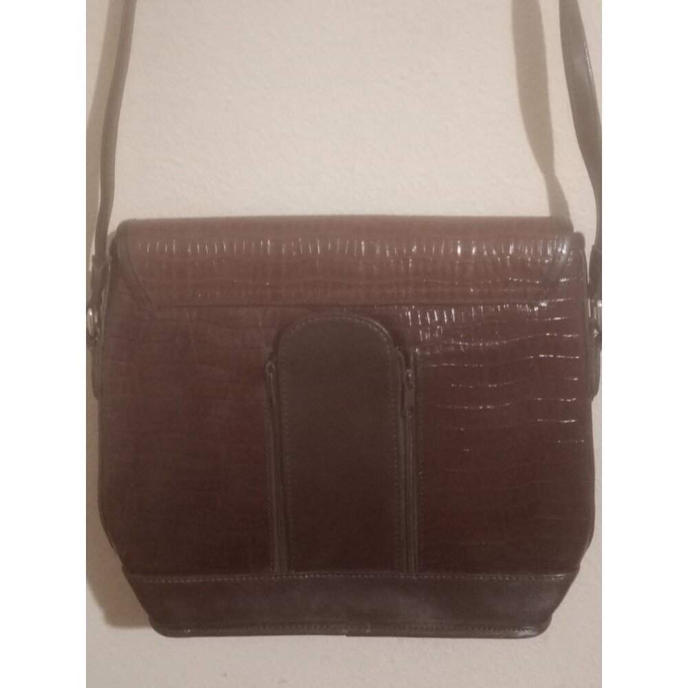 Brighton Brown Pebbles Leather and Brown Croc-Embossed Leather Shoulder Bag - Picture 6 of 11
